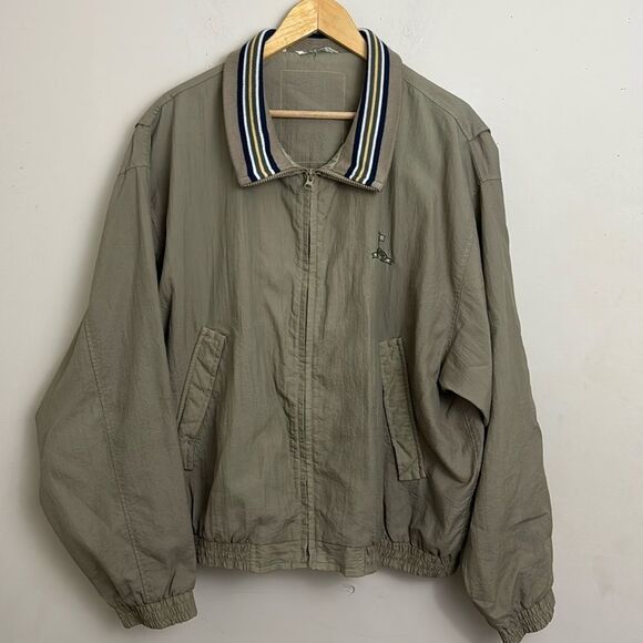 Men’s Nylon Bomber Jacket Knit Collar “Members Only” XL Athleisure Preppy Golf - Picture 1 of 13